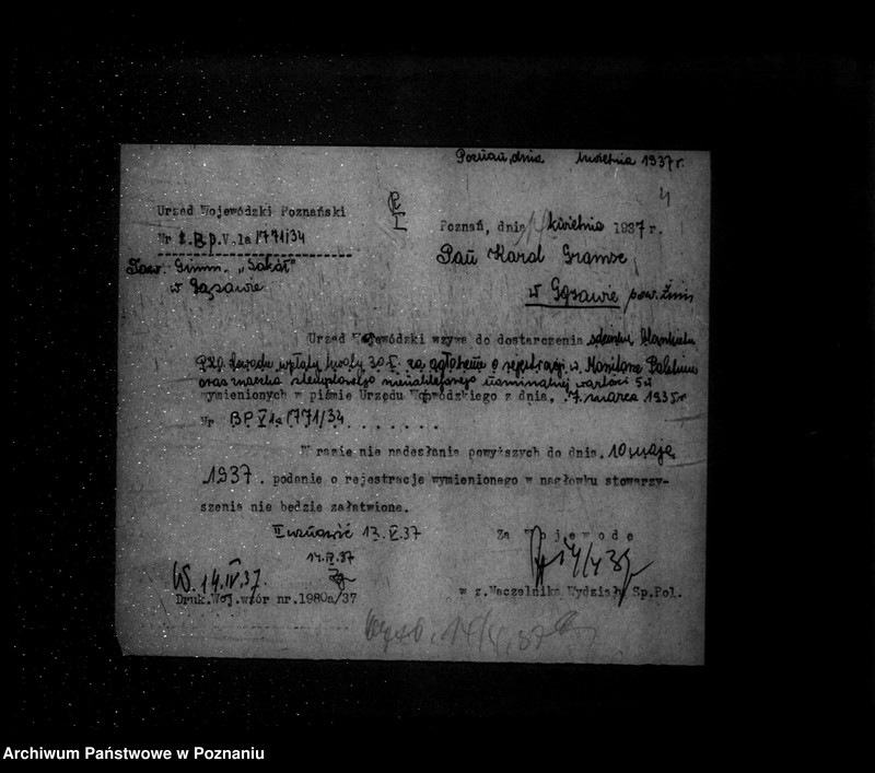 Obraz 8 z jednostki "/Towarzystwo Gimnastyczne „Sokół" w Gąsawie powiat Żnin - rejestracja/"