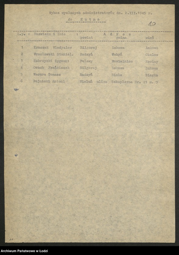 Obraz 11 z jednostki "Wykazy aktywu biorącego udział w reformie rolnej"