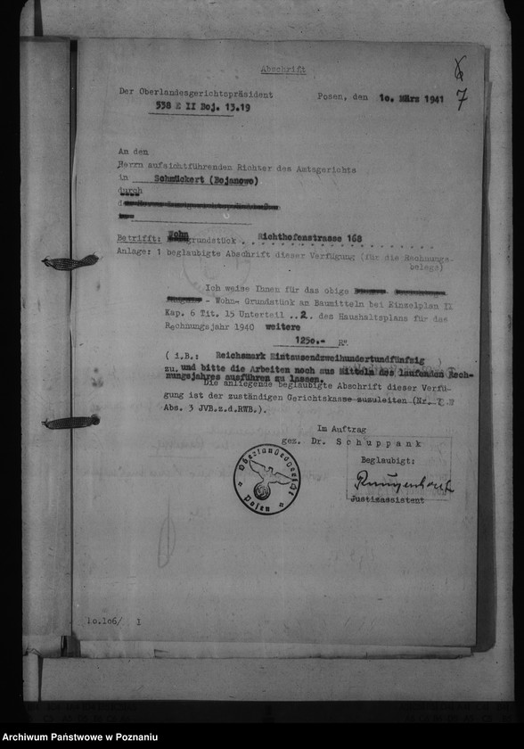 Obraz 11 z jednostki "Amtsgericht Schmückert - Bojanowo"