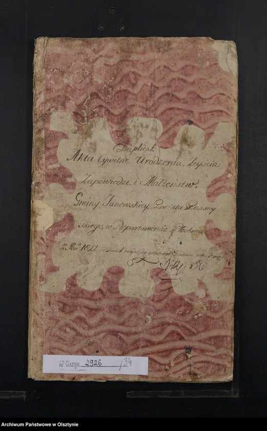 image.from.unit.number "Duplicat. Akta Cywilne Urodzenia, Zeyścia, Zapowiedzi i Małżeństw Gminy Janowskiey, Powiatu Przasnyskiego, w Departamencie Płockim z R[ok]u 1822 od dnia 1 maja do ostatniego grudnia roku tegoż"