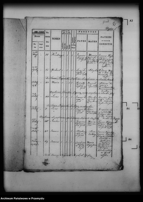 Obraz 6 z jednostki "[Kopie ksiąg metrykalnych parafii Grab z filiami Ożenna, Wyszowatka (dekanat Dukla)]"