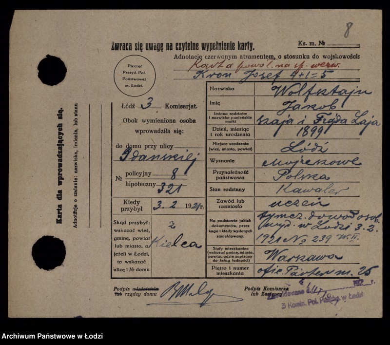 Obraz 10 z jednostki "[Spis ludności Łodzi] Wolsztajn - Wołoszyński"