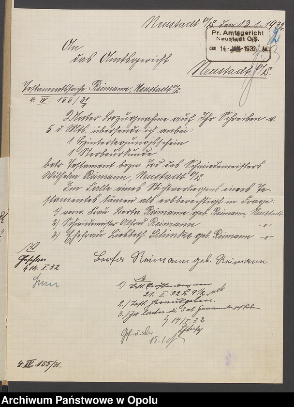 Obraz 6 z jednostki "Verfügung von Todes wegen des Schmiedemeisters Wilhelm Reimann in Neustadt"