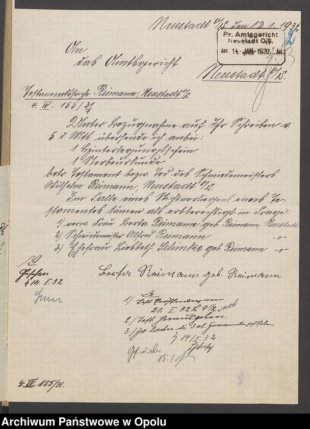 image.from.unit.number "Verfügung von Todes wegen des Schmiedemeisters Wilhelm Reimann in Neustadt"