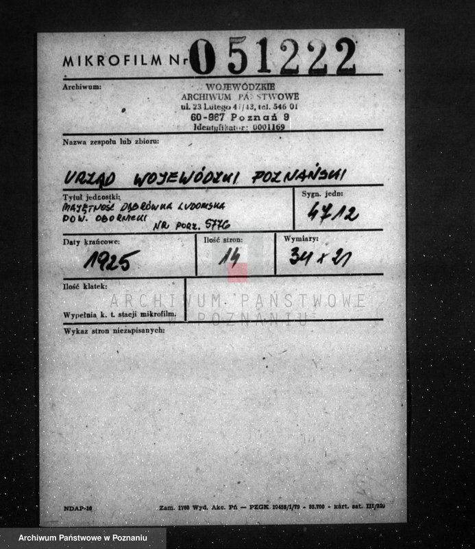 Obraz 2 z jednostki "Majętność Dąbrówka-Ludomska pow. obornicki nr porz. 5776"