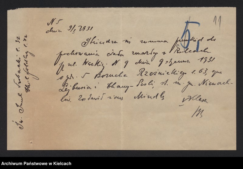 image.from.unit.number "Załączniki do akt zgonu Okręgu Bożniczego Kielce za rok 1931"