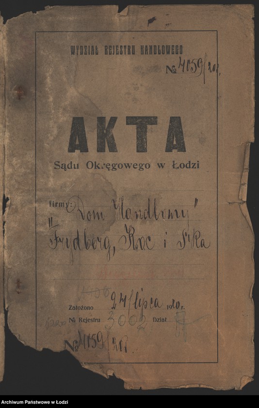 Obraz 2 z jednostki "„Dom Handlowy Frydberg, Kac i s-ka” prowadzenie handlu różnej branży"