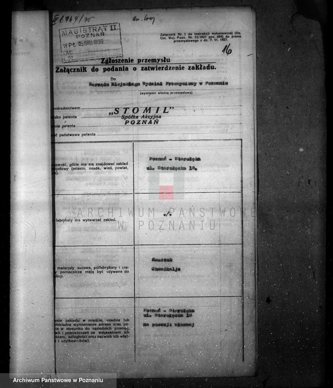 image.from.unit.number "Zatwierdzenie zakładu przemysłowego Firmy Stomil Spółka Akcyjna w Poznaniu /projekt budowy oddziału badania opon/"