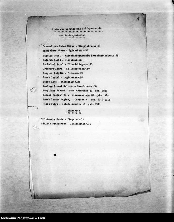 Obraz 12 z jednostki "Zdrowotność [M.in. zarządzenia dotyczące zdrowia ludności, zakładanie szpitali i ambulatoriów, walka z chorobami zakaźnymi, higiena getta, lekarze, inspektorzy sanitarni]"