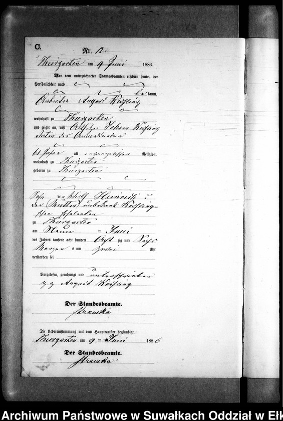 image.from.unit.number "Sterbe-Neben-Register des Preussischen Standes-Amtes Prinowen Kreis Angerburg"