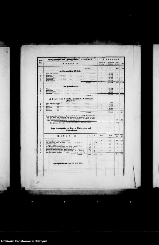 image.from.unit.number "Verzeichniss der Areal- extension der Henriette Schlippenbach- Sermageschen Güter "Heiligen- Kreutz" in Kroatien mit den jährlichen fixen Erträgen"