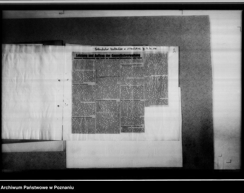 Obraz 6 z jednostki "Pressenotizen über das GSA [Korespondencja i wycinki prasowe o działalności, zadaniach i celach Gausippenamt w Poznaniu]"