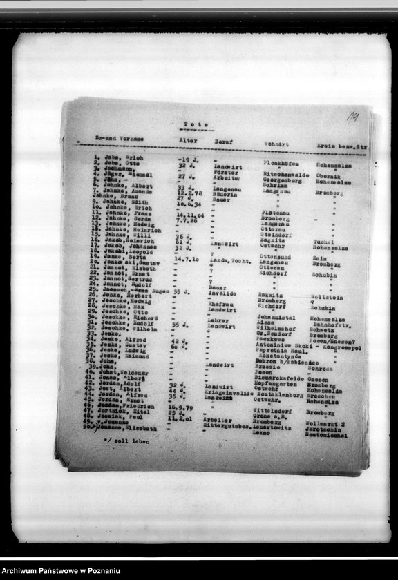 Obraz 18 z jednostki "Spisy zmarłych i zaginionych w 1939 roku miejscowych Niemców"