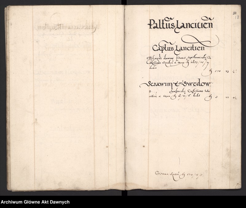 image.from.unit.number "Sumariusz pieniędzy i rejestr retenty piątej części z dochodów dóbr stołowych z terenów całej Rzeczpospolitej."