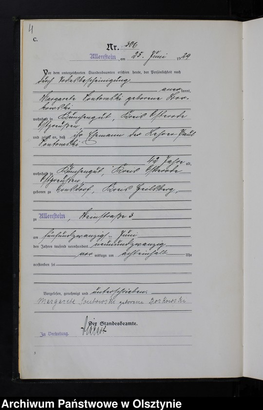 image.from.unit.number "Sterbe-Haupt-Register Tom II, Nr 304-567"