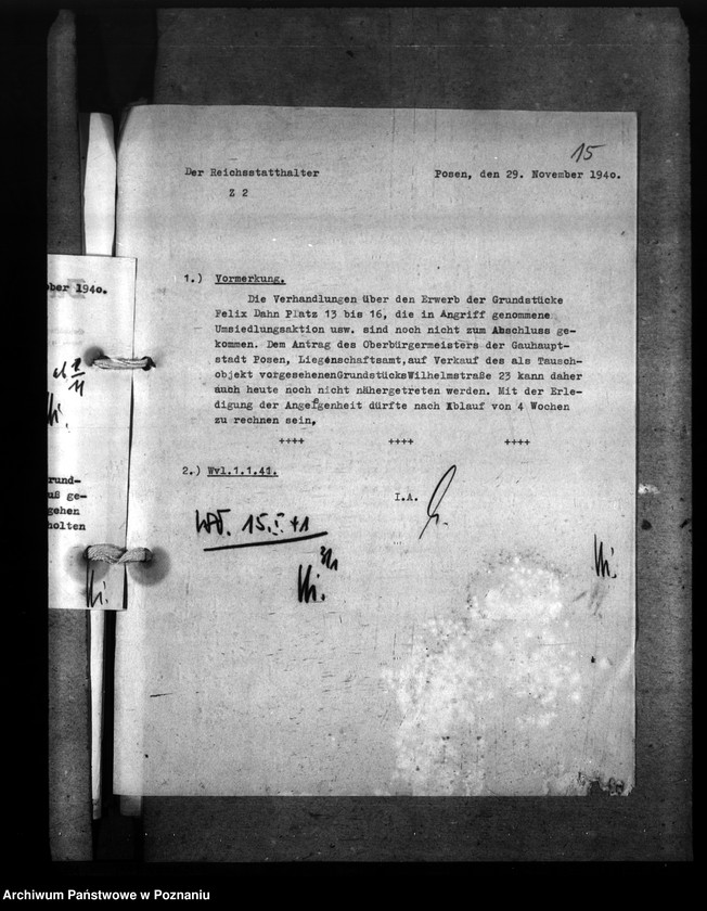 Obraz 19 z jednostki "Grundstück Wilhelmstr. 23 in Posen zum Ausbau der Raczyński Bibliothek"