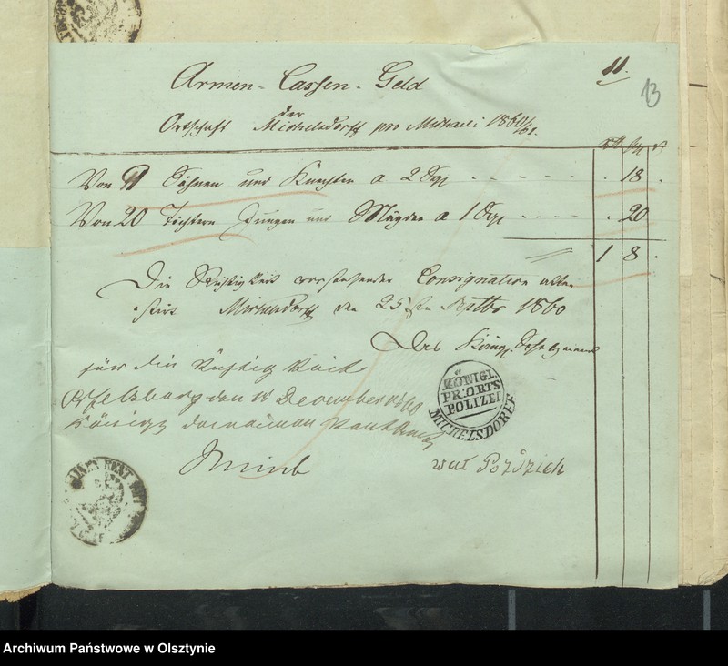 image.from.unit.number "Beläge der Einnahme und Ausgabe zur Kirchspiels Armen Cassen Rechnung"