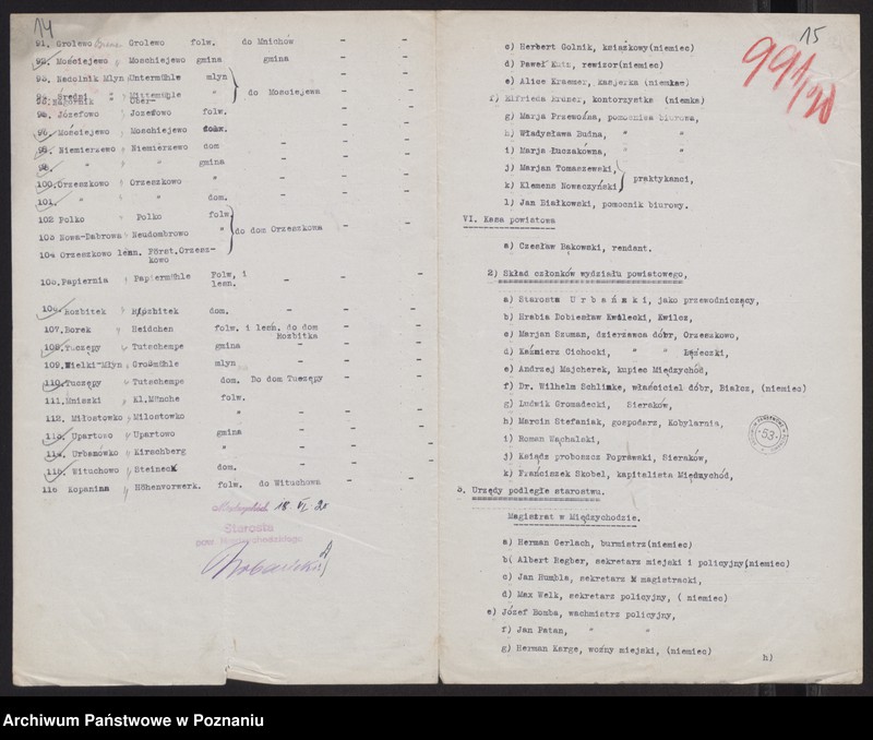 Obraz 14 z jednostki "[Dane statystyczne dotyczące urzędów i szkół na terenie powiatu międzychodzkiego oraz wykazy miejscowości]"