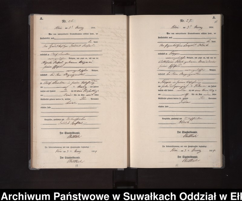 image.from.unit.number "Geburts-Neben-Register des Königlichen Preussischen Standes-Amtes Orlen Kreis Loetzen"