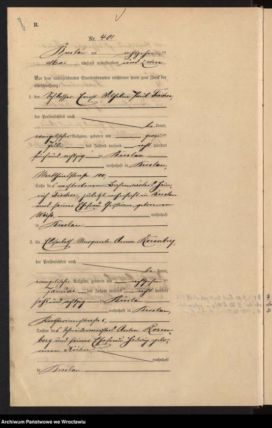 image.from.unit.number "Heiraths-Haupt-Register Breslau I 1910 Band 3"