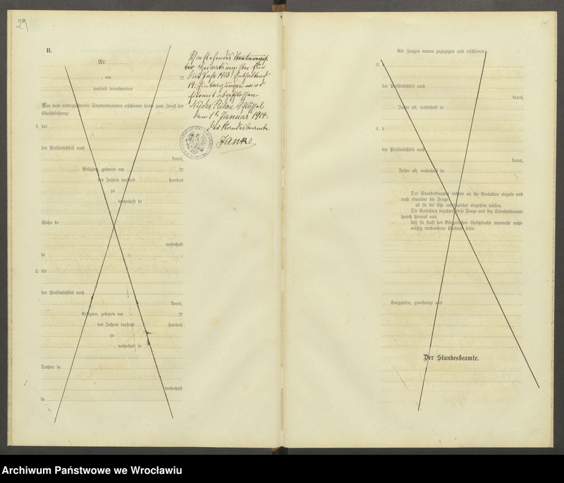 Obraz 18 z jednostki "Heiraths-Haupt-Register Nieder Peilau (Piława Dolna) 1913-1917"