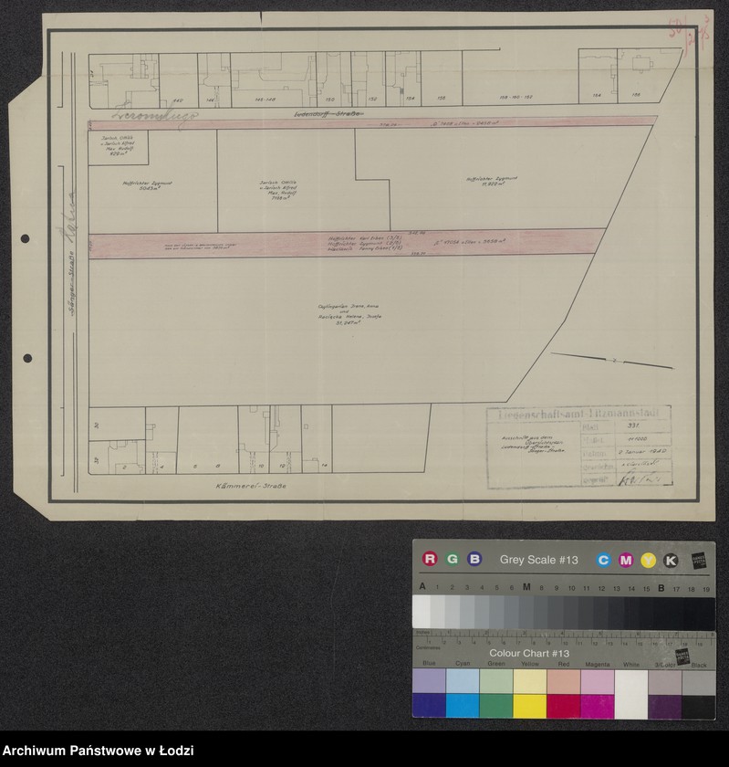 Obraz 1 z jednostki "Abschnitt aus dem Übersichtsplan Ludendorff Strasse - Sänger Strasse"