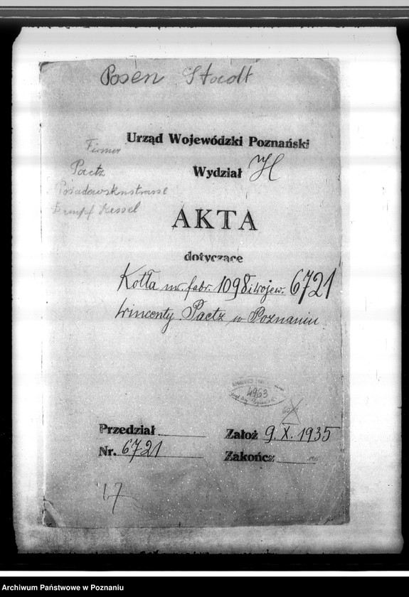 Obraz 4 z jednostki "Fabryka octu Wincenty Paetz Poznań ul. Mostowa 11 nr woj. 6721"