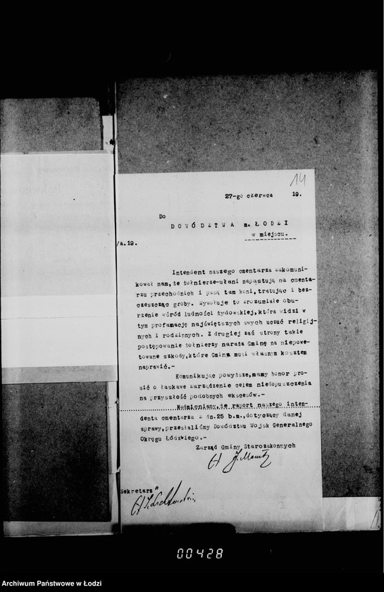 Obraz 18 z jednostki "Akta dotyczące profanacji grobów dokonanych przez żołnierzy"