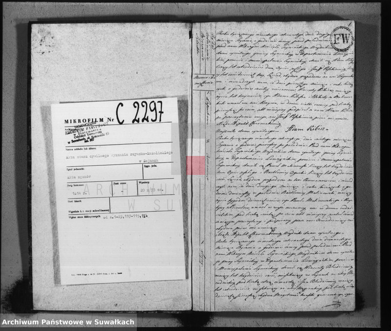 image.from.unit.number "Księga aktów stanu cywilnego zeszłych w gminie seyneńskiey na rok 1814"