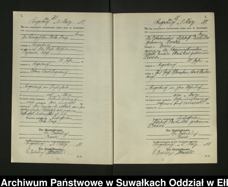 image.from.unit.number "C2. Sterbe = Register (Neben = Register) Standesamt Angerburg einschl. d. Standesamtsbez. Gr. Strengeln, Kehlen und Prinowen]"