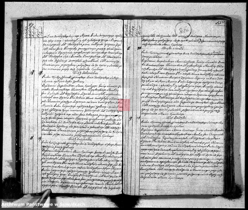 Obraz 10 z jednostki "Księga urzędnika stanu cywilnego gmniny suwalskiey zawierająca w sobie akta urodzonych od dnia 1-go stycznia 1818"