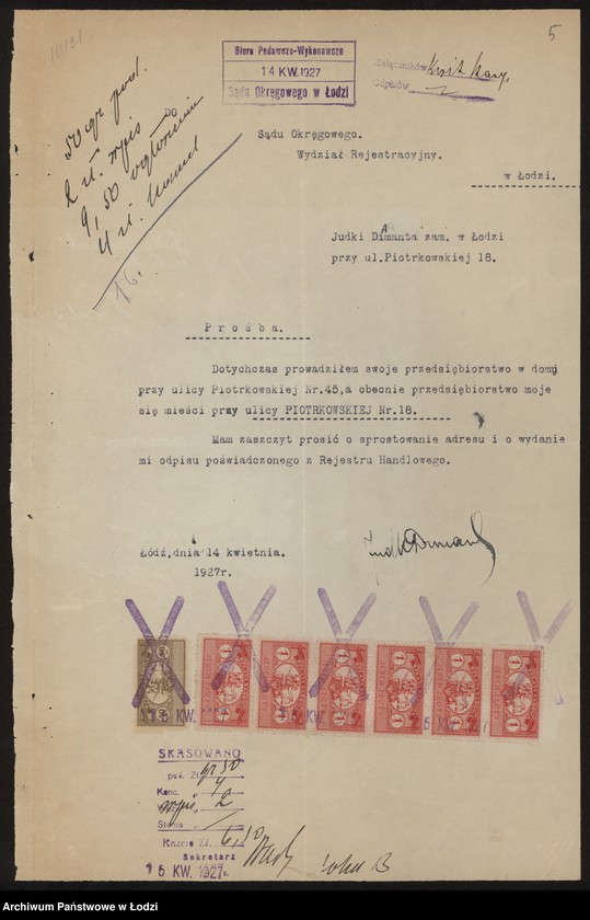image.from.unit.number "Judka Dimant – drobna sprzedaż towarów bawełnianych"