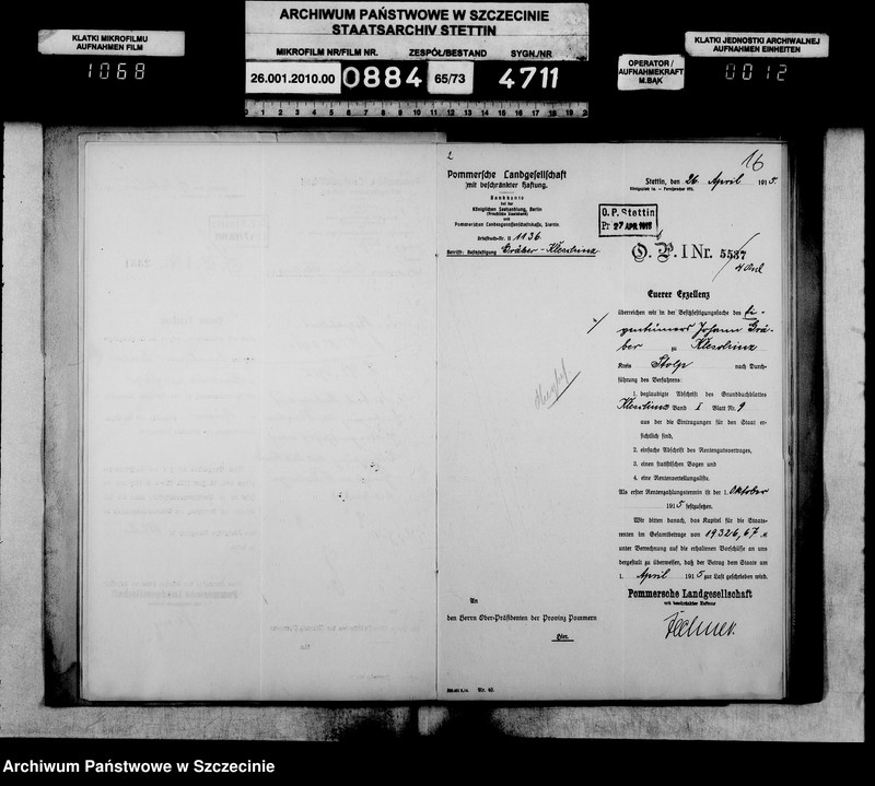 image.from.unit.number "Besitzfestigung des Grundstücks des Landwirts Erwin Müller in Kleschinz Kreis Stolp"