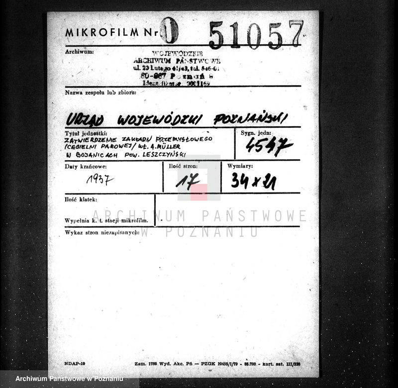 image.from.unit.number "Zatwierdzenie zakładu przemysłowego /cegielni parowej/ własność A. Mueller w Bojanicach pow. leszczyński"