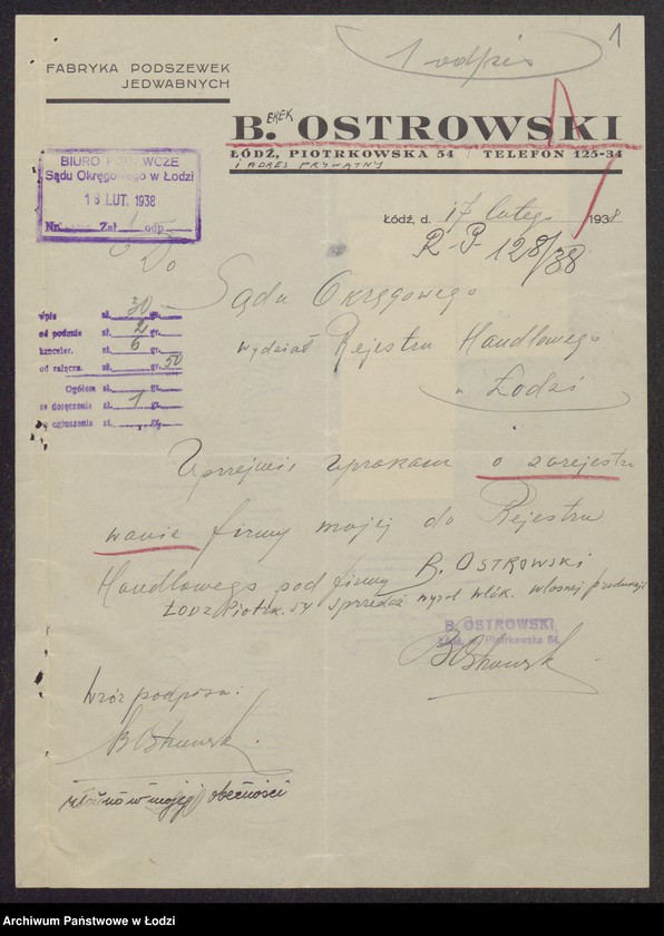 Obraz 3 z jednostki "Berek Ostrowski- wyrób i sprzedaż towarów włókienniczych"