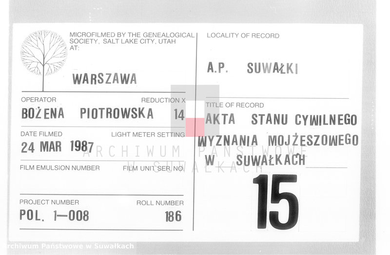 image.from.unit.number "Dowody do Akt Osób Zaślubionych Urzędnika Stanu Cywilnego Wyznania Mojżeszowego Okręgu Suwalskiego z roku 1835"