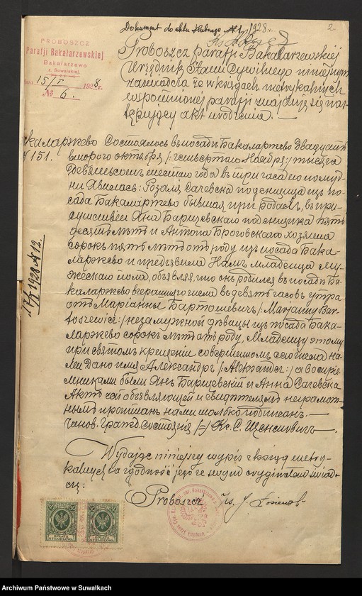 image.from.unit.number "Dokumenty przedstawione do aktów ślubnych w roku 1928 w filipowskiej r.k. parafji"