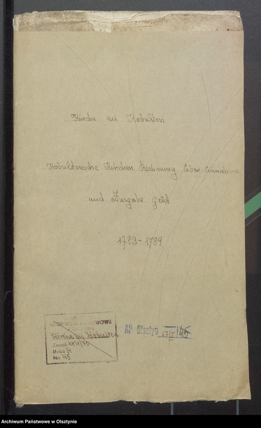 image.from.unit.number "Kobultische Kirchen-Rechnung über Einnahme und Ausgabe Geld"