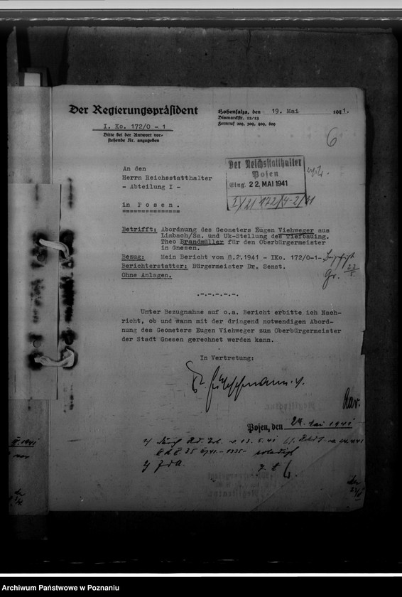 Obraz 10 z jednostki "Viehweger, Otto - Abordnung und Brandmüller - Tiefbau- Ing. u.-k- Stellung für Gnesen"