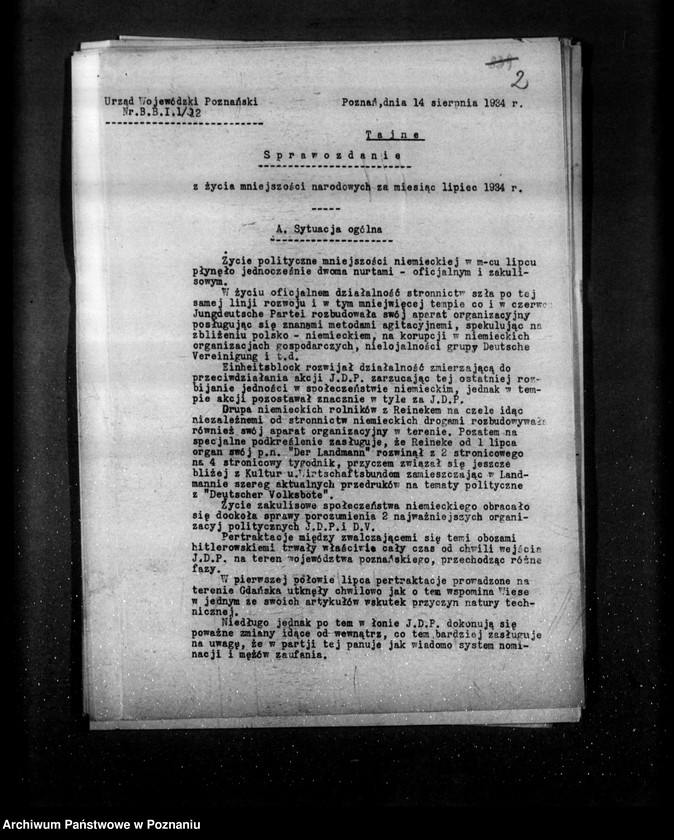 Obraz 7 z jednostki "Sprawozdania z życia mniejszości narodowych za miesiące lipiec i sierpień, wrzesień 1934 r."