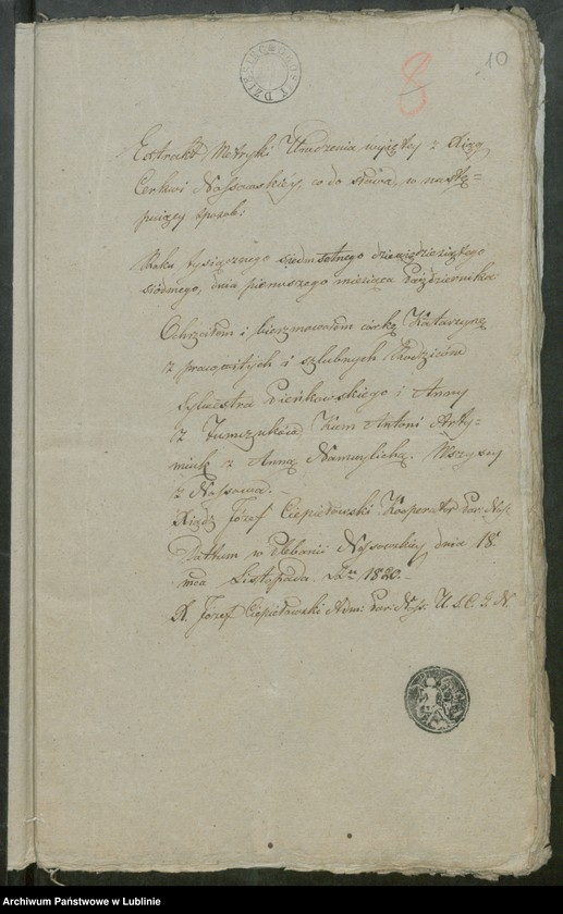 image.from.unit.number "Alegaty do ksiąg urodzeń, zapowiedzi, małżeństw i zgonów z lat 1819 - 1821"