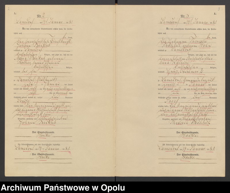 image.from.unit.number "Geburts-Neben-Register des Standesamts Lamsdorf No 15 pro 1881"
