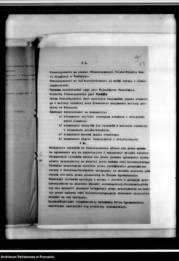 Obraz 17 z jednostki "Stowarzyszenie "Polonia-Italia" w Poznaniu: a/ Sprawozdanie z działalności /1926-1927/, b/ Protokoły walnych zebrań /1927, 1933/, c/ Statut /1934 rok/, d/ Korespondencja"
