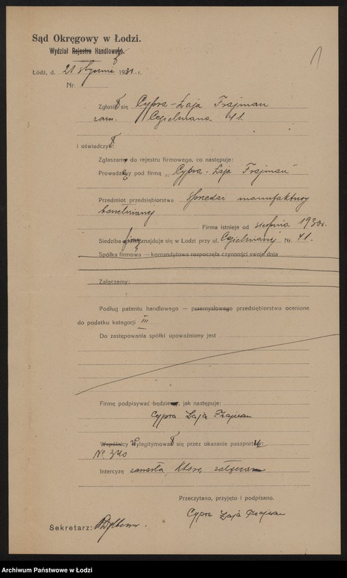 Obraz 3 z jednostki "Cypra Łaja Frajman – sprzedaż manufaktury bawełnianej"