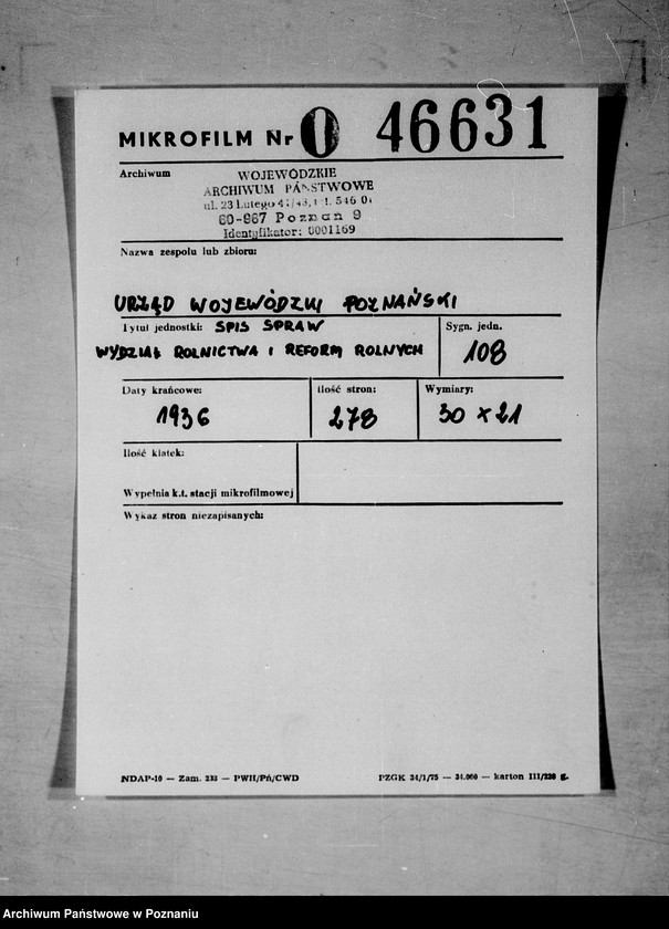 Obraz 2 z jednostki "Spisy spraw /Wydziału Rolnictwa i Reform Rolnych/"