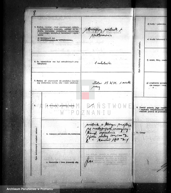 Obraz 12 z jednostki "Zatwierdzenie zakładu przemysłowego stacji napędowej Ernesta Bintscha w Śmiglu, pow. kościański"