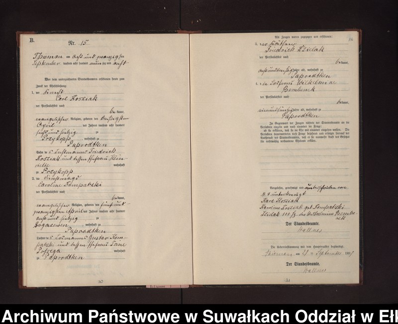 image.from.unit.number "Heiraths-Neben-Register des Preussischen Standes-Amtes Rydzewen Kreis Loetzen"