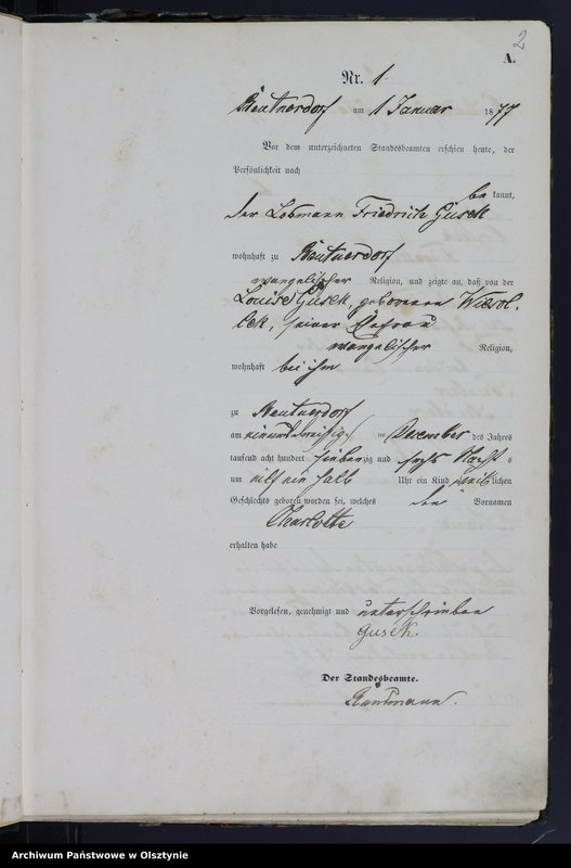 Obraz z jednostki "Geburts-Haupt-Register Nr 1 - 226"