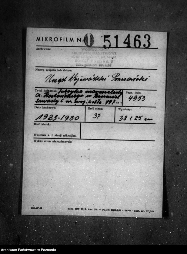 Obraz 2 z jednostki "Fabryka Marmelady Cz. Kostańskiego w Poznaniu Zawady 6 nr woj. 197 /poprzedni własność Fabryka Cykorii i Kawy Słodowej we Wrześni/"