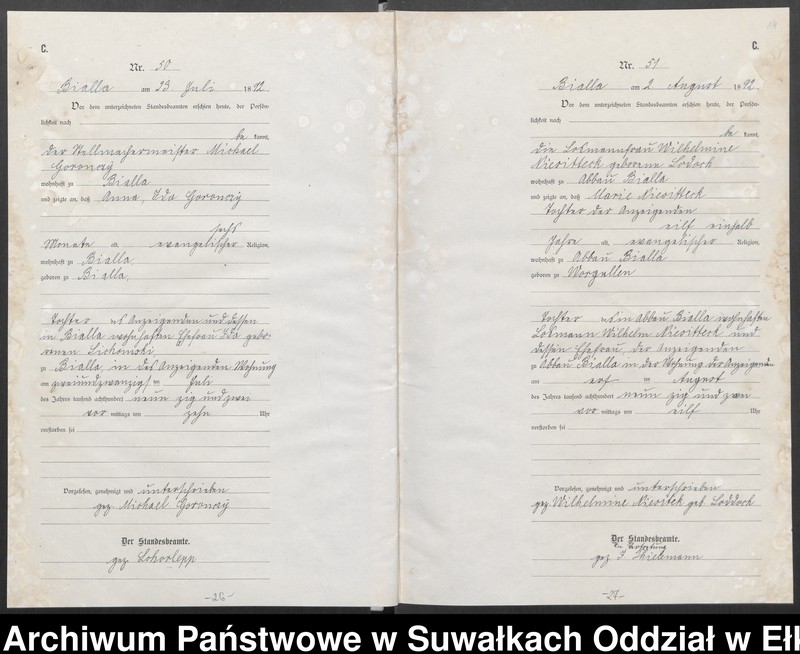 Obraz 17 z jednostki "[Sterbe-Haupt-Register des Königlichen Preussischen Standes-Amtes Bialla Kreis Johannisburg]"
